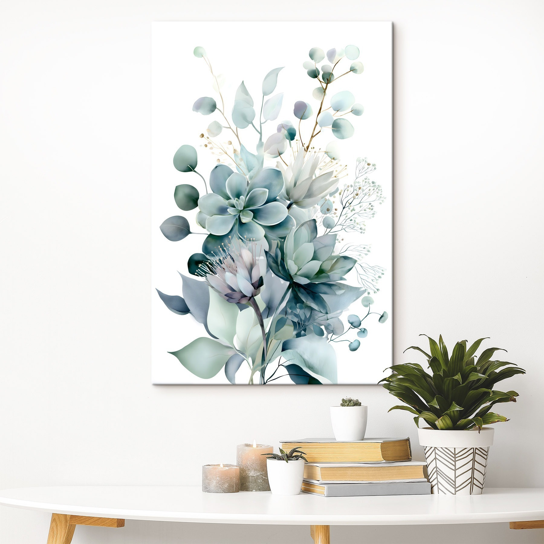- Serene botanical composition in soft hues