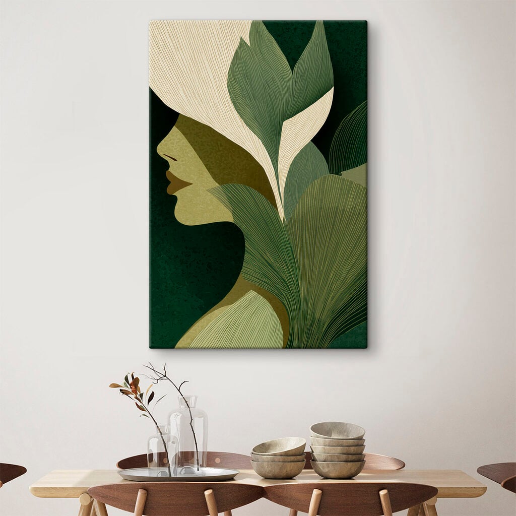 Woman's face with leaves