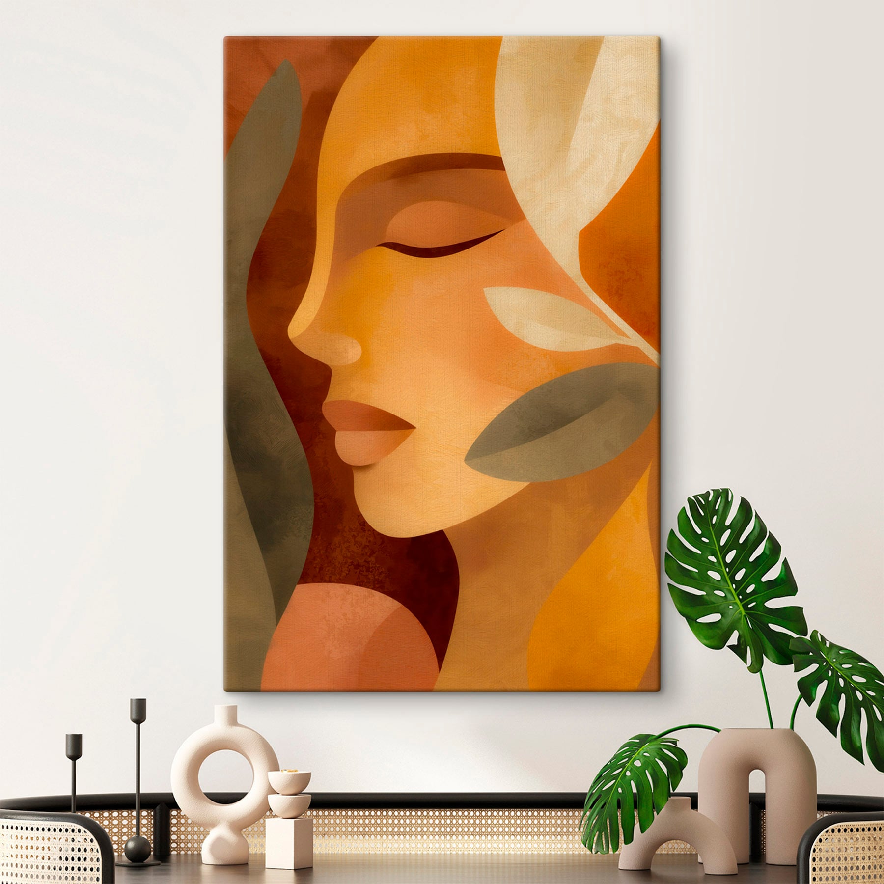 Soft hues in serene profile art