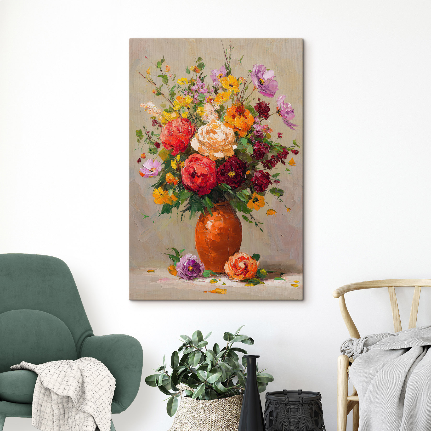 Painting of flowers in a vase