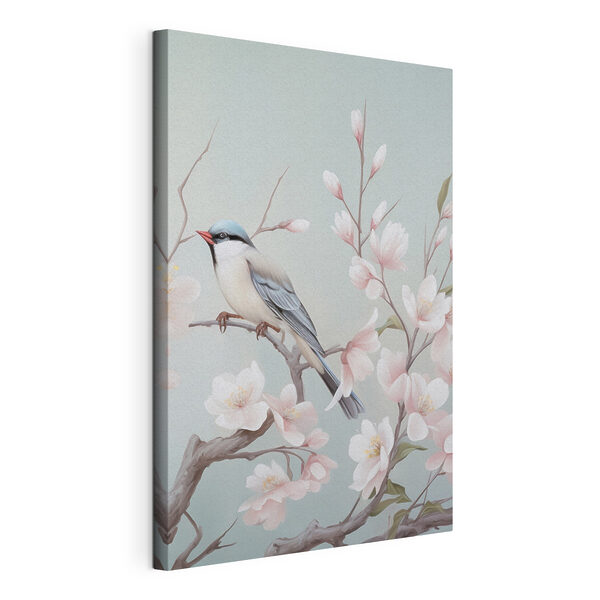 Bird on a branch with flowers