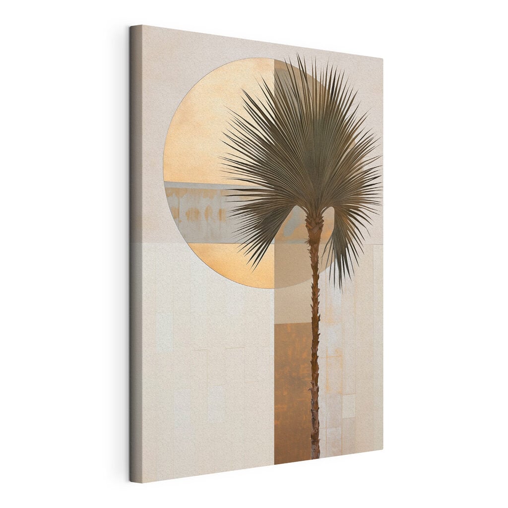 Palm tree in front of a circle