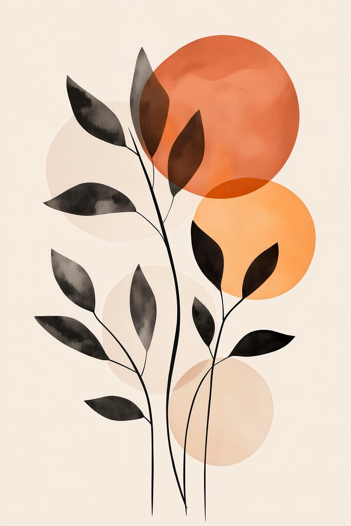 Plant with leaves and circles
