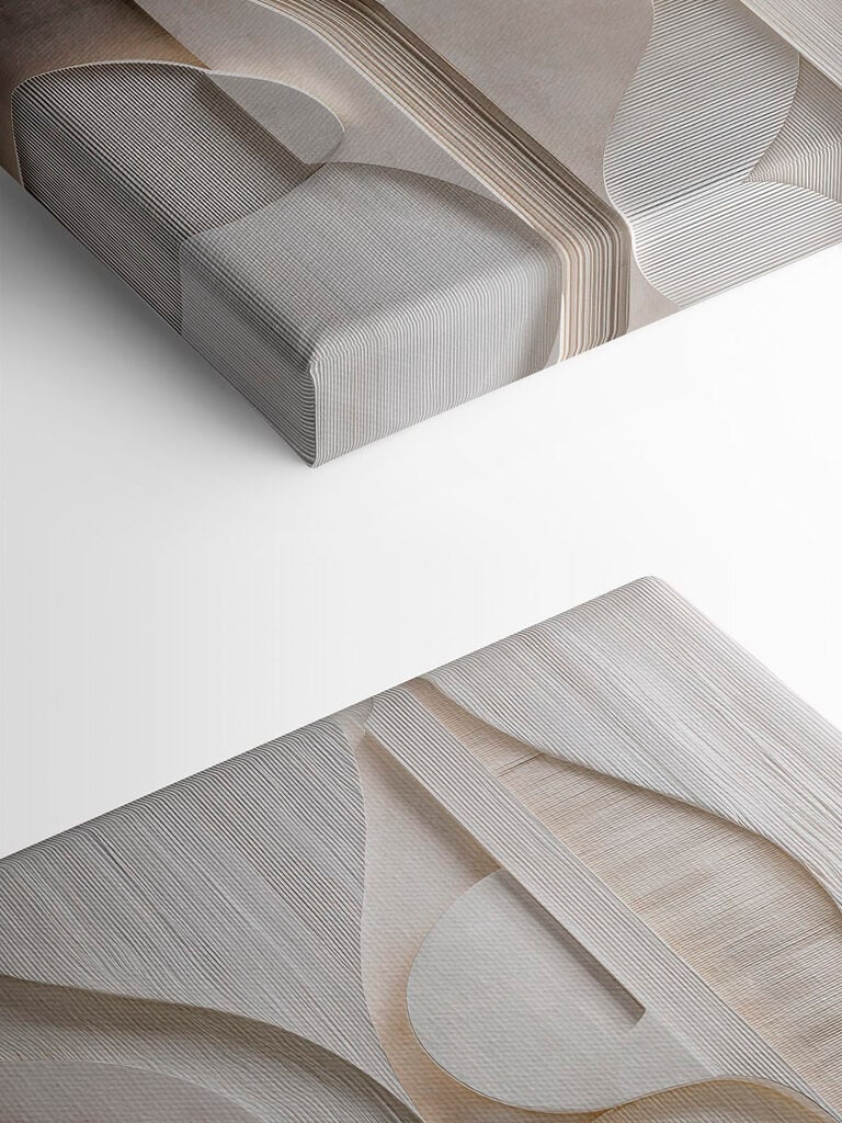 White wall with curved lines and curves