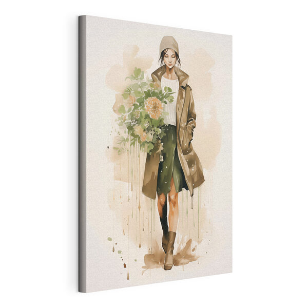 Tablouri Tablouri O femeie care ține un buchet de flori (SKU: s50247)